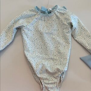 Floral Long Sleeve Bodysuit with Blue Bow